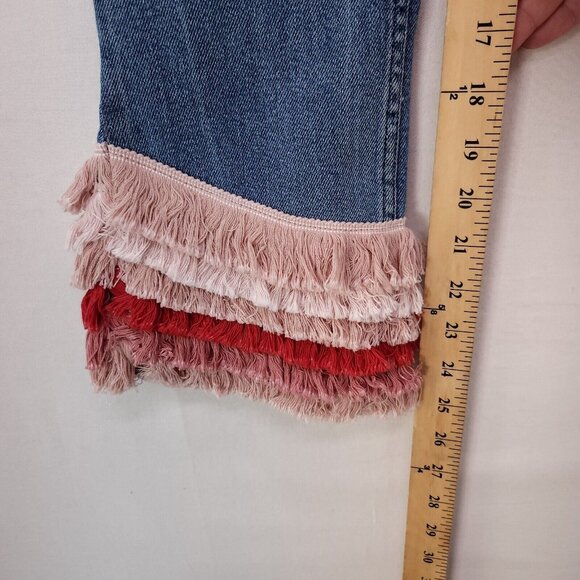 Anthropologie McGuire Jeans Valletta Straight Fringe Cropped Denim Size 25 - Picture 8 of 16